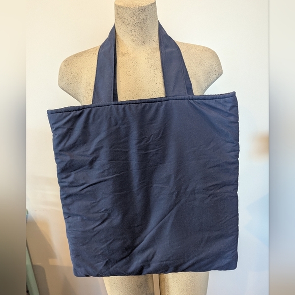 Handmade Quilted Wolf Shoulder Tote Bag blue Cotton, New - Picture 7 of 9